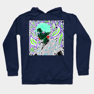 the demon witch girl in ecopop art with kawaii in fluorescent lights Hoodie